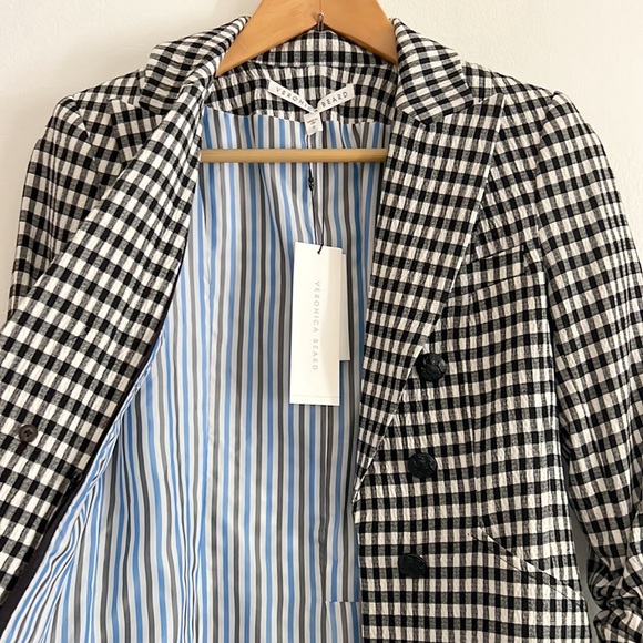 Veronica Beard Caldwell Dickey Blazer Gingham Black White NWT - Picture 7 of 16
